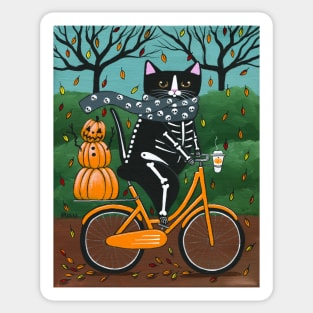 Autumn Skellie Cat Bicycle Ride Sticker